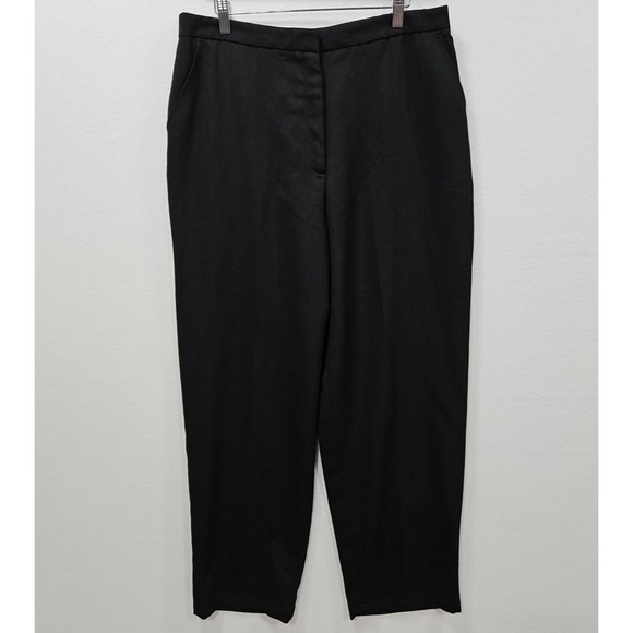 Eileen Fisher Pants - Eileen Fisher Large Black Woven‎ Wool Crepe Straight Leg Trouser Pants Pockets